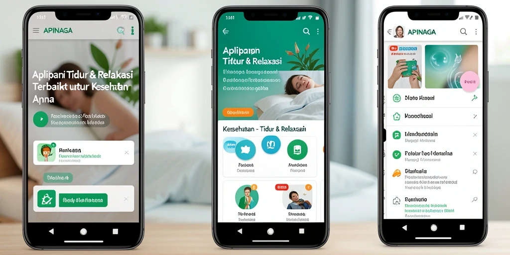 Antarmuka APINAGA yang sederhana dan menenangkan untuk tidur dan relaksasi.