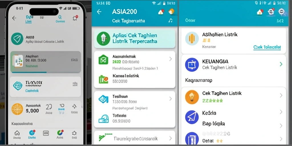 Tampilan antarmuka aplikasi Cek Tagihan Listrik ASIA200 yang sederhana dan informatif.
