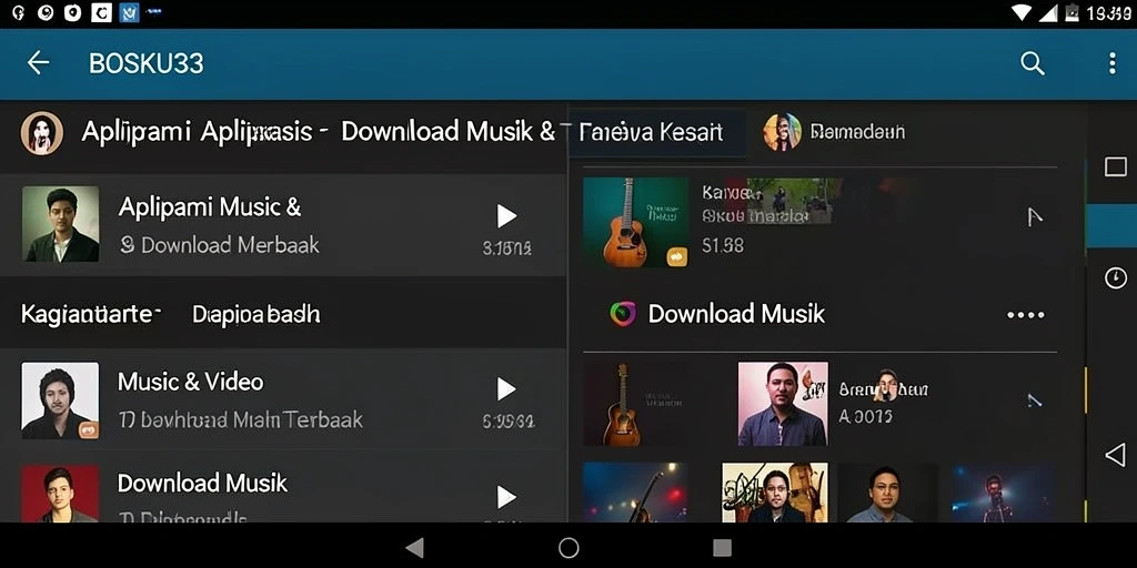 Tampilan antarmuka BOSKU33 dengan fitur Download Musik yang mudah digunakan.