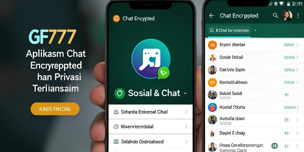 Screenshot antarmuka GF777 menampilkan fitur Chat Encrypted yang intuitif dan aman.