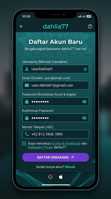Cara Mudah Daftar Akun dahlia77 di Android